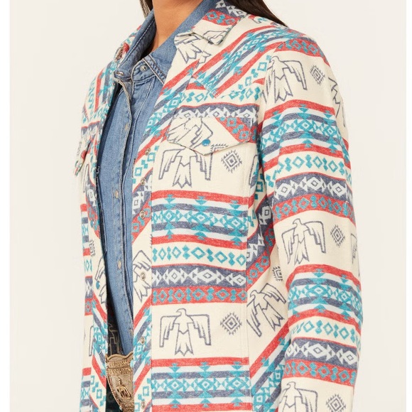 OUTBACK TRADING CO Lorelei Southwesters Thunderbird Print Performance Shirt S/M - Picture 2 of 11